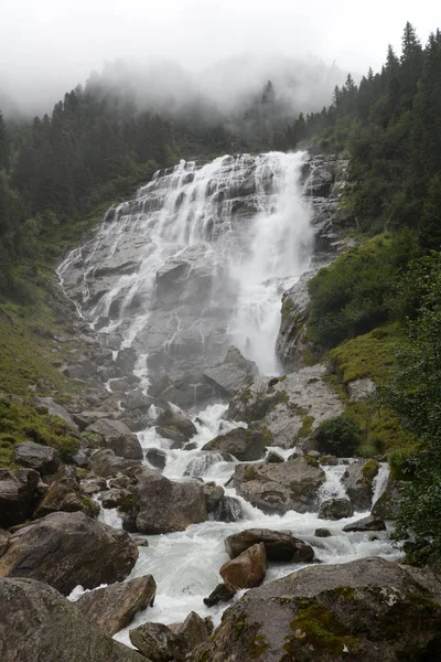 Grawa Vattenfall Grava Vattenfall Vattenfall Kaskad Stubai Dal Stubai Tyrol — Stockfoto