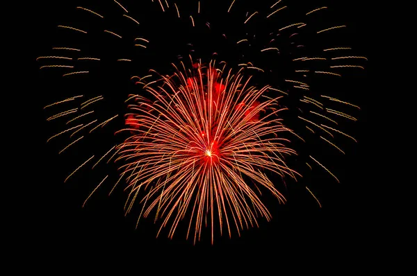 Kleurrijk Vuurwerk Zwarte Achtergrond Oudejaarsavond — Stockfoto