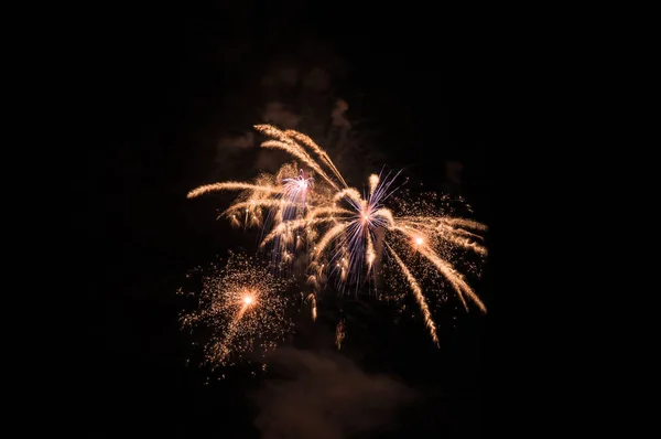 Farbenfrohes Feuerwerk Auf Schwarzem Hintergrund Silvester — Stockfoto