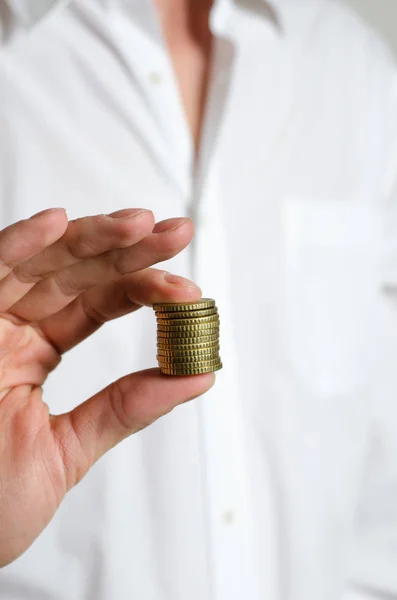 Joven Con Monedas — Foto de Stock