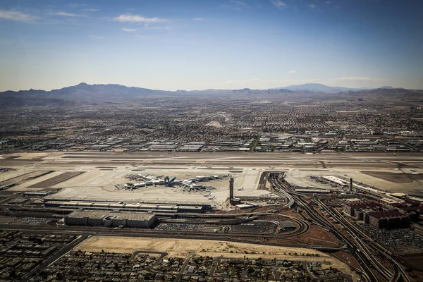 Flygplats Och Landningsbana Uppifrån Las Vegas Usa — Stockfoto