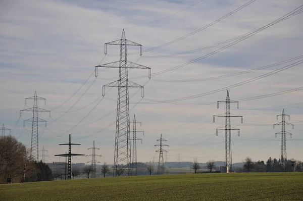 Torre Línea Eléctrica Transmisión Alta Tensión —  Fotos de Stock