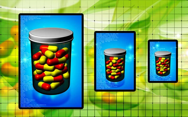 Digital Illustration Capsule Bottle Colour Background — Stock Photo, Image