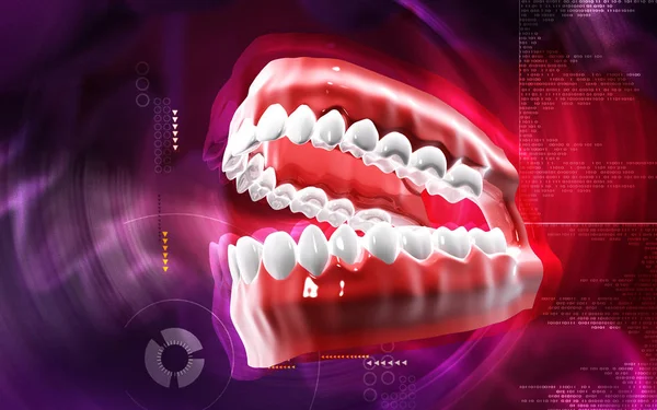 Digitale Darstellung Der Zähne Farbigen Hintergrund — Stockfoto