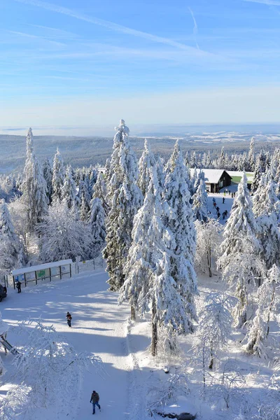 Paisagem Inverno Esportes Inverno Paisagem Coberta Neve Ochsenkopf — Fotografia de Stock