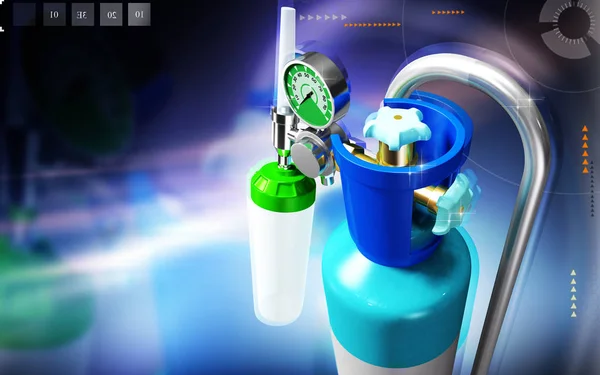 Ψηφιακή Απεικόνιση Του Κυλίνδρου Οξυγόνου Χρώμα Φόντου — Φωτογραφία Αρχείου