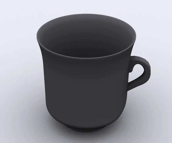 黒の背景に空の白いカップ — ストック写真