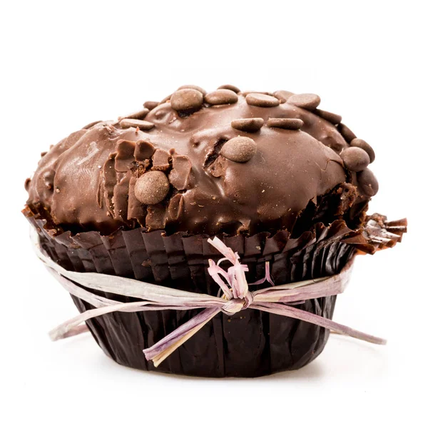 Muffin Cioccolato Isolato Sfondo Bianco — Foto Stock