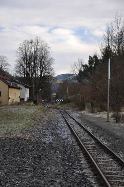 Köydeki Tren Rayları — Stok fotoğraf