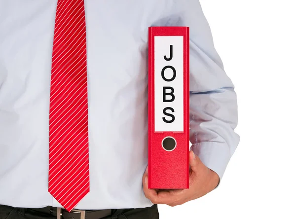 Business Man Holding Red Paper Word Crisis —  Fotos de Stock