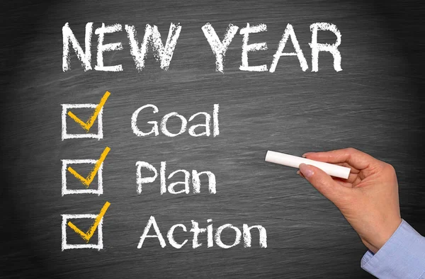 Neues Jahr Aktionsplan Zielsetzung — Stockfoto