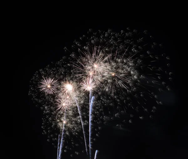 Цветной Фейерверк Ночью Пиротехнический Взрыв — стоковое фото