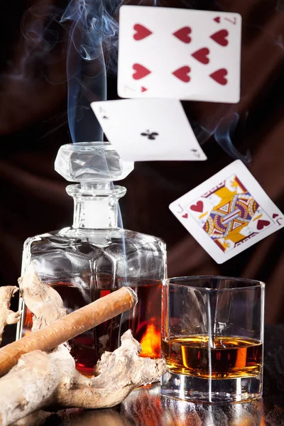 Alcohol Consumption Gambling Cigar Smoke Royalty Free Stock Photos