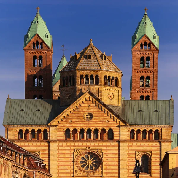 Westelijke Torens Van Mary Kathedraal Van Speyer — Stockfoto