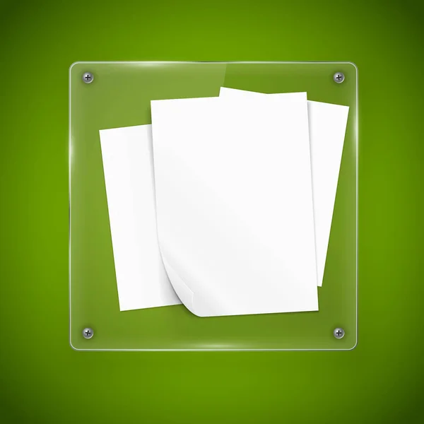 Γυαλί Πλαίσιο Sqaure Φύλλα Χαρτιού Πράσινο Τραπέζι Εικονογράφηση Διανύσματος — Φωτογραφία Αρχείου
