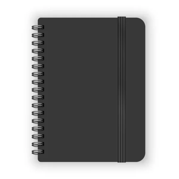 Black Copybook Template Elastic Band Vector Illustration — Stock Photo, Image