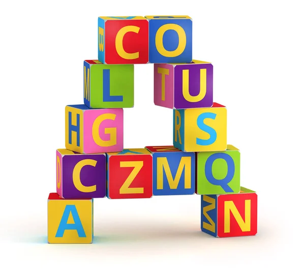 Carta Cubos Abc Para Educação Ortográfica Infantil — Fotografia de Stock