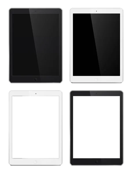 Set Van Witte Zwarte Tablet Witte Achtergrond Vectorillustratie — Stockfoto