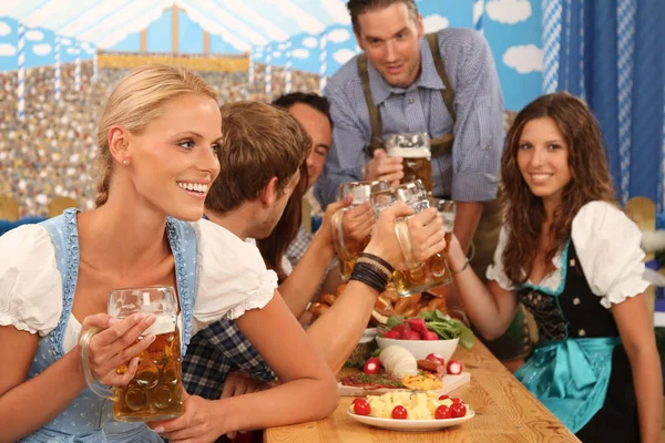 group of young people at the beer table