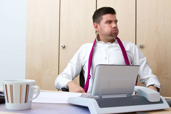 Handsome Businessman Stethoscope Sitting Office Desk — Stock Photo, Image