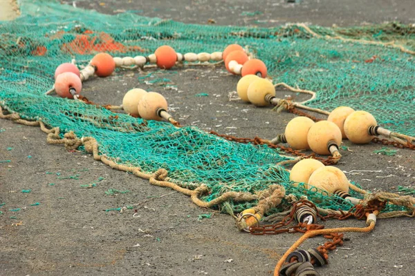 Redes Pesca Espalhadas Para Secar Porto Brittany França — Fotografia de Stock