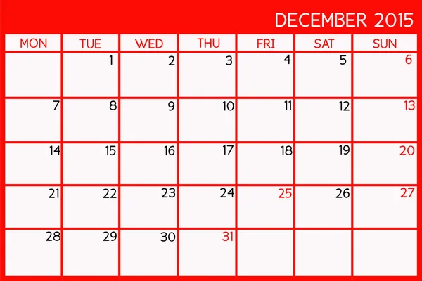 Blank Kalender Från December 2015 — Stockfoto