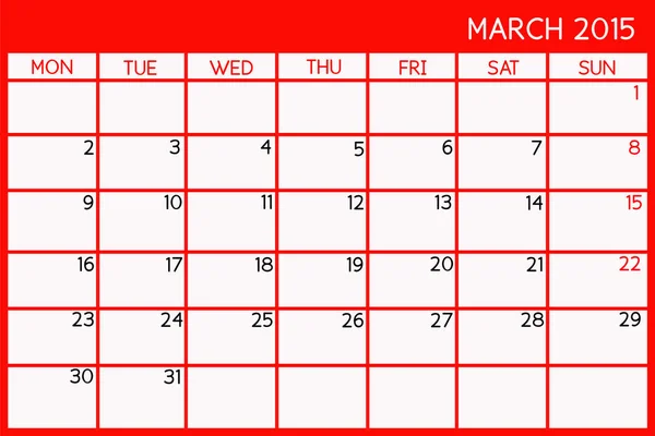Blank Kalender Mars 2015 — Stockfoto