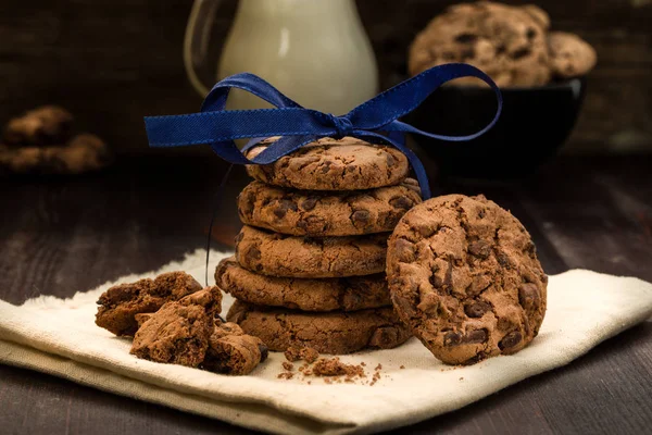 Galletas Frescas Apiladas Con Lazo Atado Con Fondo — Foto de Stock