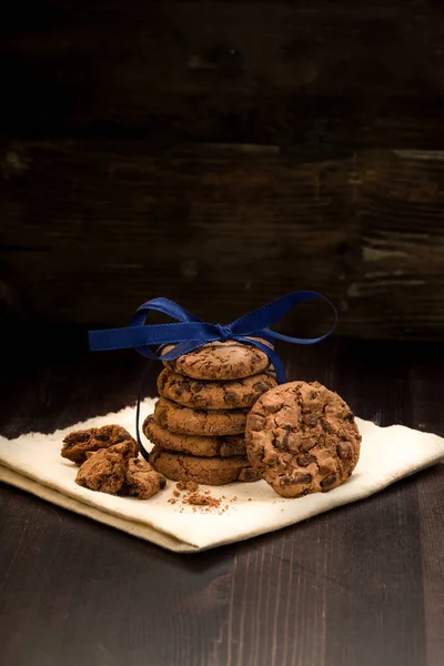 Fresh Cookies Stacked Bow Tied Together Background — Stock Photo, Image