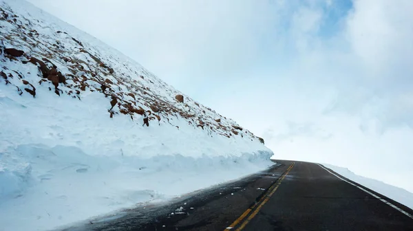 Road Pikes Peak Colorado Winter — Stock Photo, Image