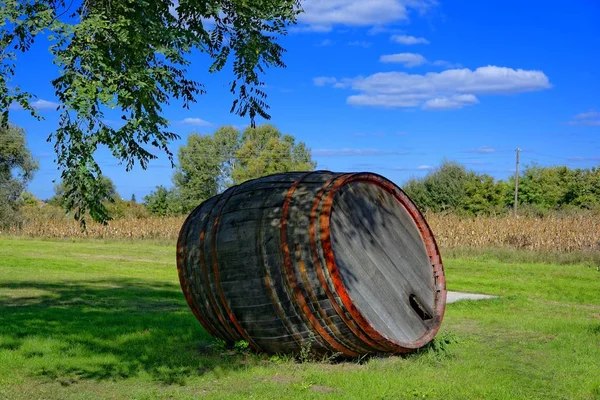 Eski Ahşap Şarap Fıçısı Vahşi Doğada — Stok fotoğraf