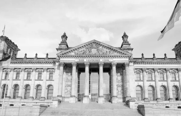 Reichstag Német Parlamenti Házak Berlinben Németország Fekete Fehér — Stock Fotó