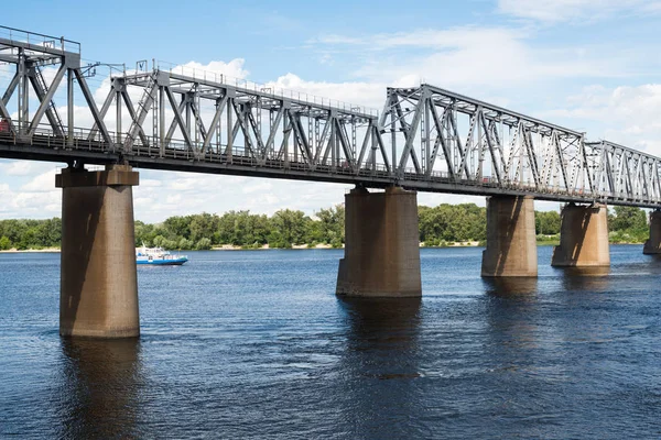 Petrivskiy Ponte Ferroviária Kiev Ucrânia Através Dnieper Vista Margem Direita — Fotografia de Stock