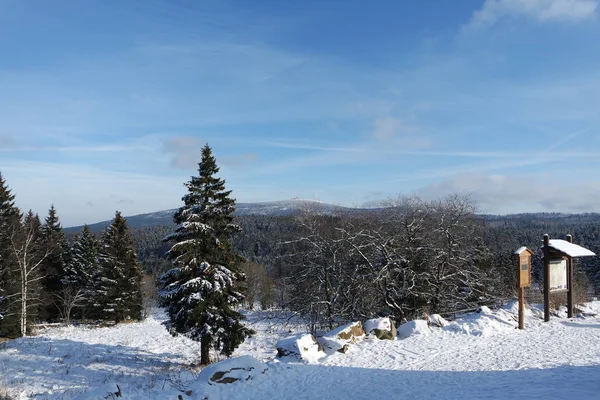 Harz Vinter Landskap Med Utsikt Över Den Brocken — Stockfoto
