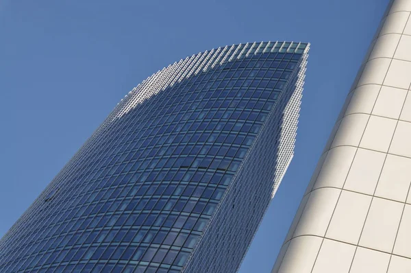 Hochhaus Frankfurt Felhőkarcoló Homlokzat Homlokzat Épületek Felhőkarcoló Irodaházak Üzlet Hesse — Stock Fotó