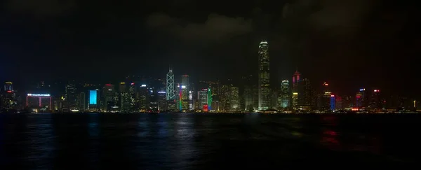 Panorama Der Skyline Von Hongkong Bei Nacht — Stockfoto