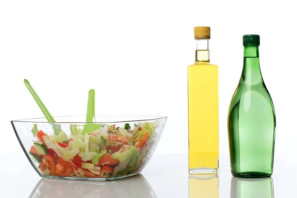 Gemengde Salade Met Olie Azijn — Stockfoto