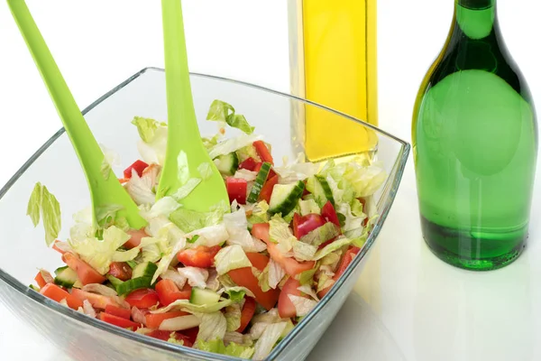 Gemengde Salade Met Azijn Olie — Stockfoto