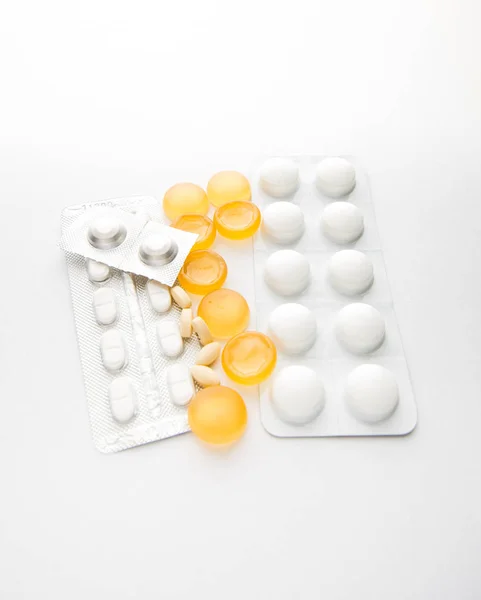 Multiple Pills Capsules White Background — Stock Photo, Image