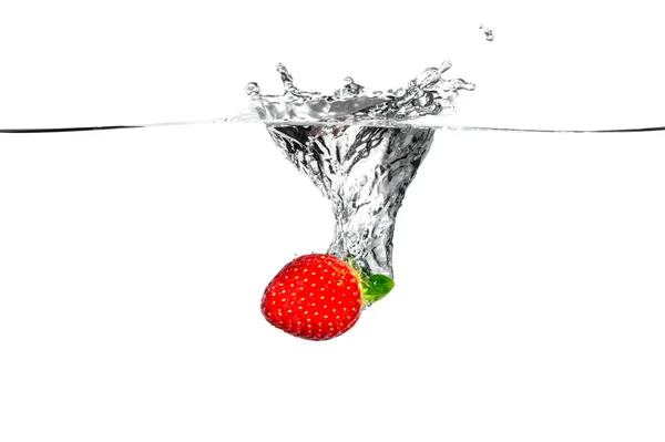 Strawberry Falling Clear Water — Stock Photo, Image