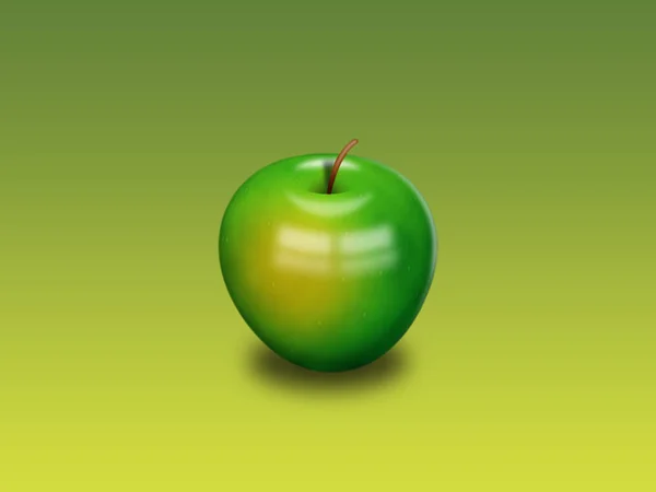 Zielone Jabłko Białym Tle Zielonym Tle — Zdjęcie stockowe