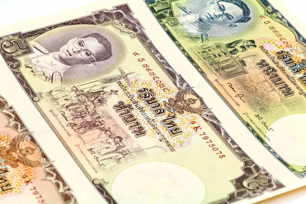 Old Thai Baht Banknotes King Bhumibol — Stock Photo, Image