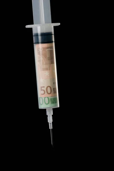 Syringe Money Gradient Horizontal Format — Stock Photo, Image