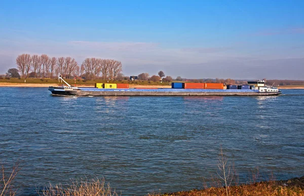 Binnenvaart Rijn Richting Van Nederlanden — Stockfoto