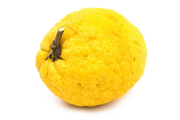 レモン白を背景にした巨大な黄色の果実 — ストック写真