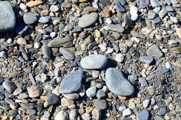 Pflastersteine Strand Graue Felsen — Stockfoto