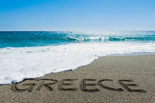 List Grecki Piasku Nad Morzem Surfowania — Zdjęcie stockowe