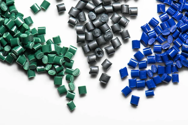 Bue Gray Green Plastic Granules Injection Molding — Stock Photo, Image