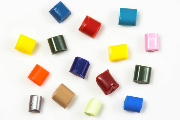 Close Diferentes Granulados Plástico Colorido — Fotografia de Stock