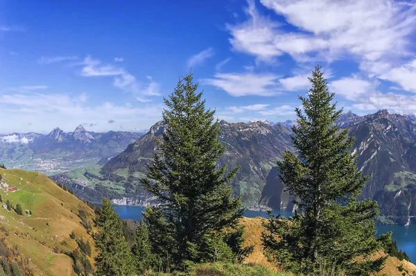 从Niederbauen到Urnersee的视图 — 图库照片